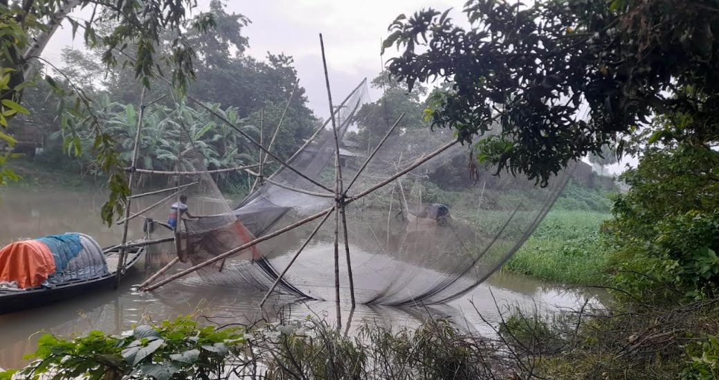 আত্রাইয়ে নদ-নদীতে পানি বৃদ্ধি, জেলেদের মাছ শিকারের ধুম